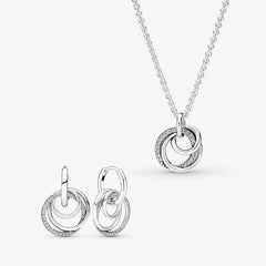 Family Always Hoop Earrings & Necklace Set, DIY Jewelry Gift