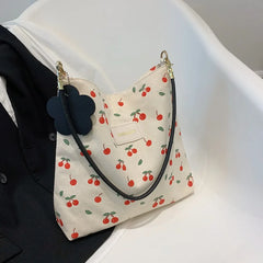 Canvas Shoulder Bag Women's Large-capacity Casual Messenger Bucket Bag