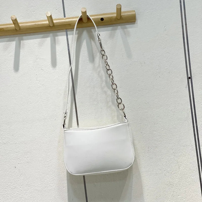 Women's PU Leather Shoulder Bag Solid Handbag Casual Underarm Tote