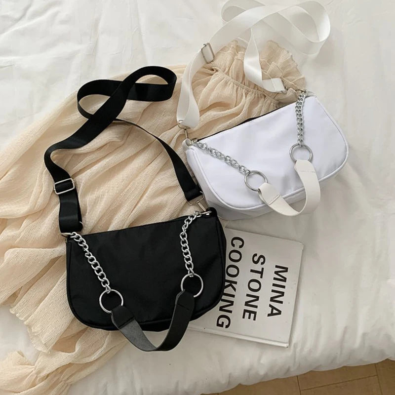 Shoulder Bag Women Nylon Armpit Bag Vintage Crossbody Bag