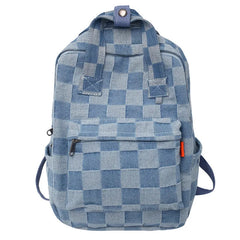 Checkerboard Canvas Bag College Backpack Male Female Travel Laptop Student Bags