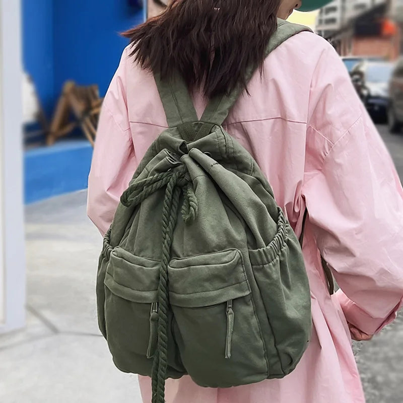 Vintage Canvas Backpack Laptop Girl Retro Travel Bag Women School Bag