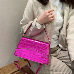 Pearlescent Leather Shoulder Bag Women Crossbody Messenger Purse