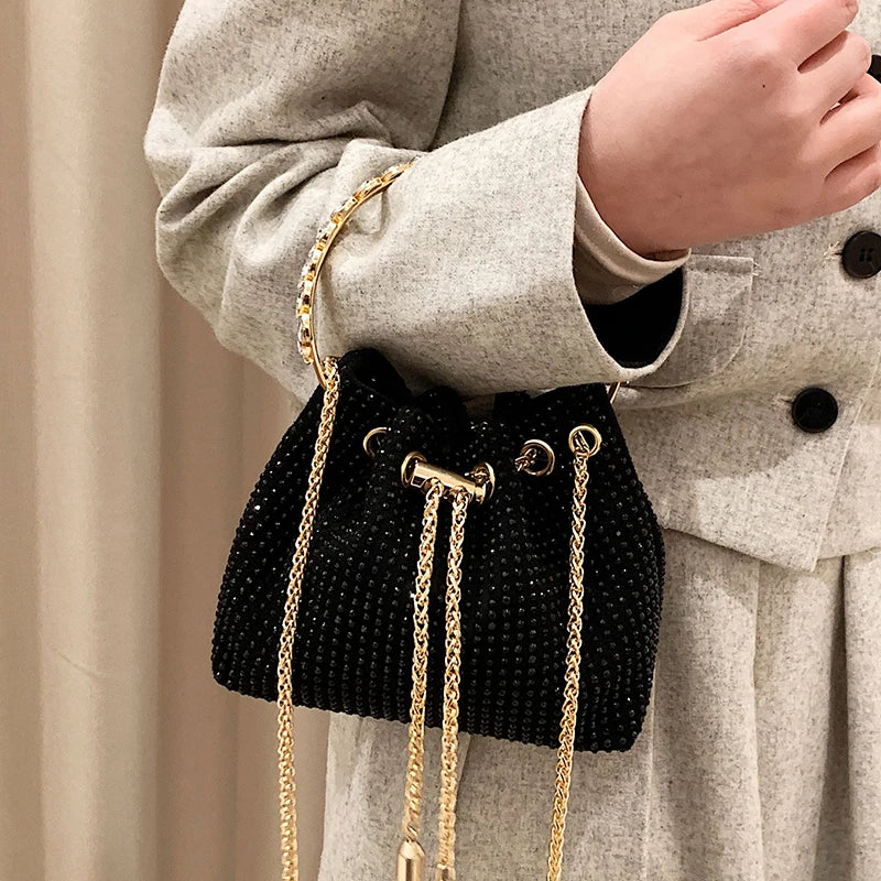 Rhinestone Bucket Bag Crossbody Evening Clutch
