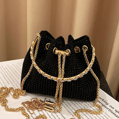 Rhinestone Bucket Bag Crossbody Evening Clutch