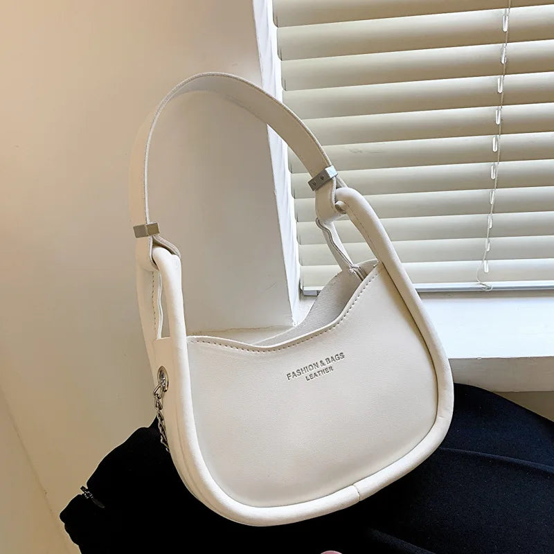 Chain Strap Shoulder Bag Pu Leather Crossbody