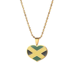 Jamaica Heart Map Pendant Necklace Earrings Flag Charm Jewelry