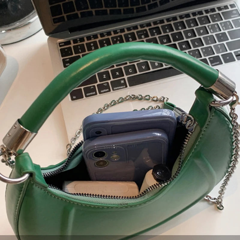 Half-moon Handbag PU Leather Shoulder Bag Lady Handle Bag and Purse