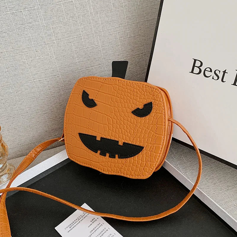 Halloween Square Pumpkin Devil Shoulder Bag Funny Cross-body Bag