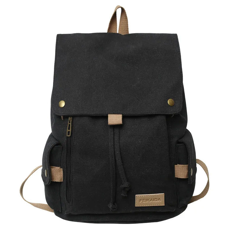 Canvas Drawstring Laptop College Backpack School Bag