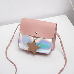 Leather Ladies Bags PU Shoulder Bag Laser Small Square Bag