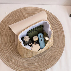 Retro Weave Mini Handbag Straw Backpack