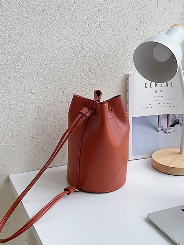 Vintage Crossbody Shoulder Bag Soft Leather Bucket Backpack