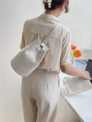 Vintage Crossbody Shoulder Bag Soft Leather Bucket Backpack