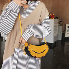 Funny Banana Shape PU Leather Handbag Crossbody Messenger Bag