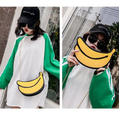 Cute Banana Shape PU Leather Chain Ladies Messenger Bag