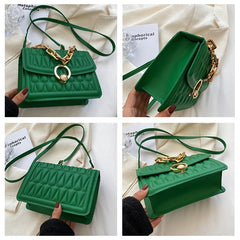 Small Shoulder Bag Chain Crossbody Plaid Pu Leather Women's Bag