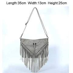 Rivet Women Messenger Bag Tassel Shoulder Bag Small Square Bag
