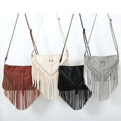 Rivet Women Messenger Bag Tassel Shoulder Bag Small Square Bag