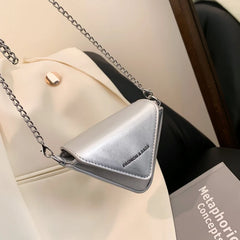 Triangle Mini Chain Shoulder Bag for Women Purses and Handbags Small Crossbody B