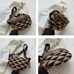 Triangle Pattern Canvas Fanny Pack Stylish Waist Bag for Women