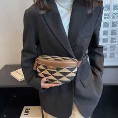 Triangle Pattern Canvas Fanny Pack Stylish Waist Bag for Women