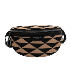 Triangle Pattern Canvas Fanny Pack Stylish Waist Bag for Women