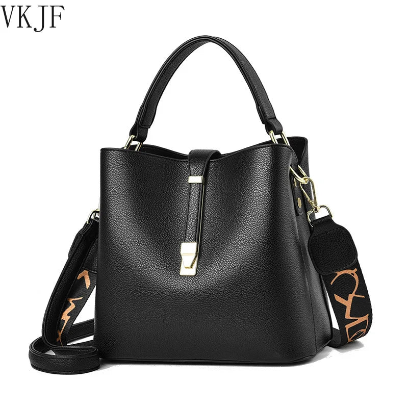 Women Stone Pattern Bucket Bag Casual All-match Shoulder Messenger Bag