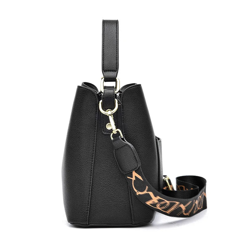 Women Stone Pattern Bucket Bag Casual All-match Shoulder Messenger Bag