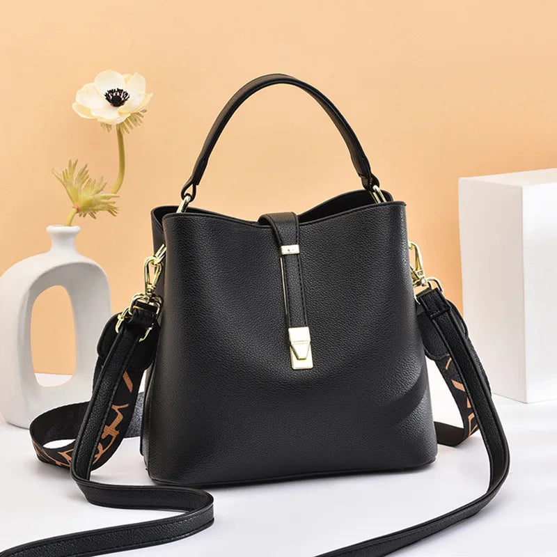 Women Stone Pattern Bucket Bag Casual All-match Shoulder Messenger Bag