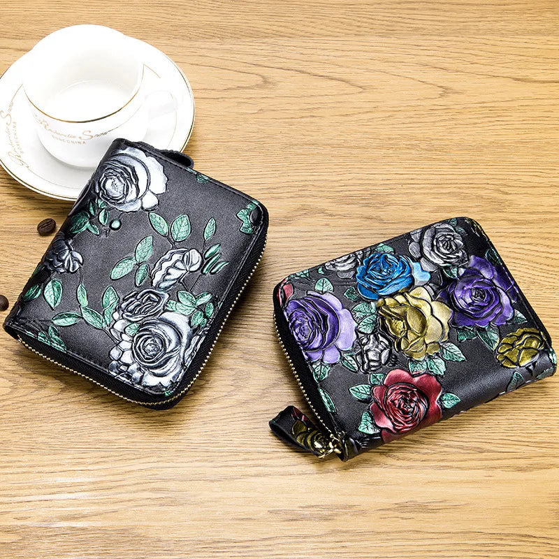 Gorgeous Leather Wallet Flower Dragonfly Lady Handbag