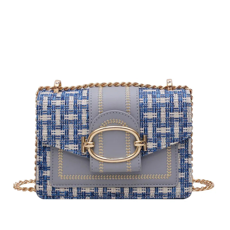 Wide Strap Shoulder Bag Chain Messenger Crossbody Bag