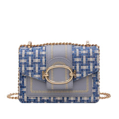 Wide Strap Shoulder Bag Chain Messenger Crossbody Bag