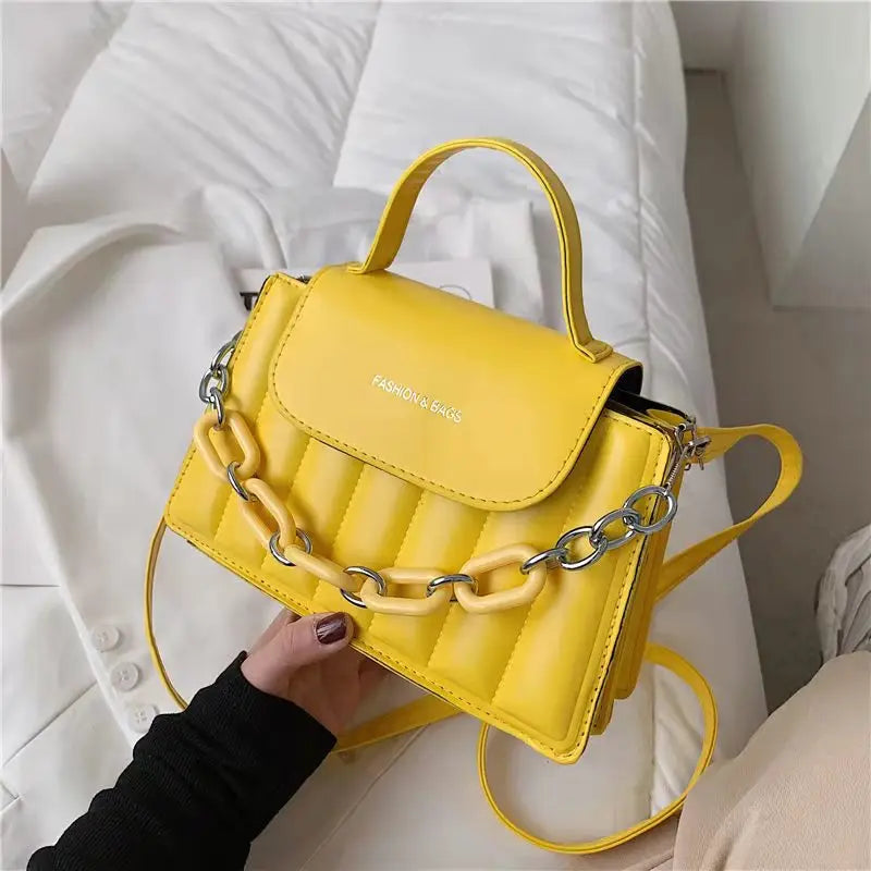 Women Leather Chain Shoulder Bag Flip Clutch Pouch Tote