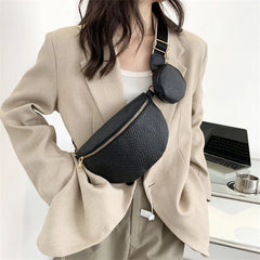 Women's Waist Bag Chest Bag PU Leather Fanny Pack 2Piece Messenger Shoulder Bag