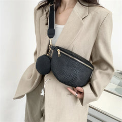 Women's Waist Bag Chest Bag PU Leather Fanny Pack 2Piece Messenger Shoulder Bag