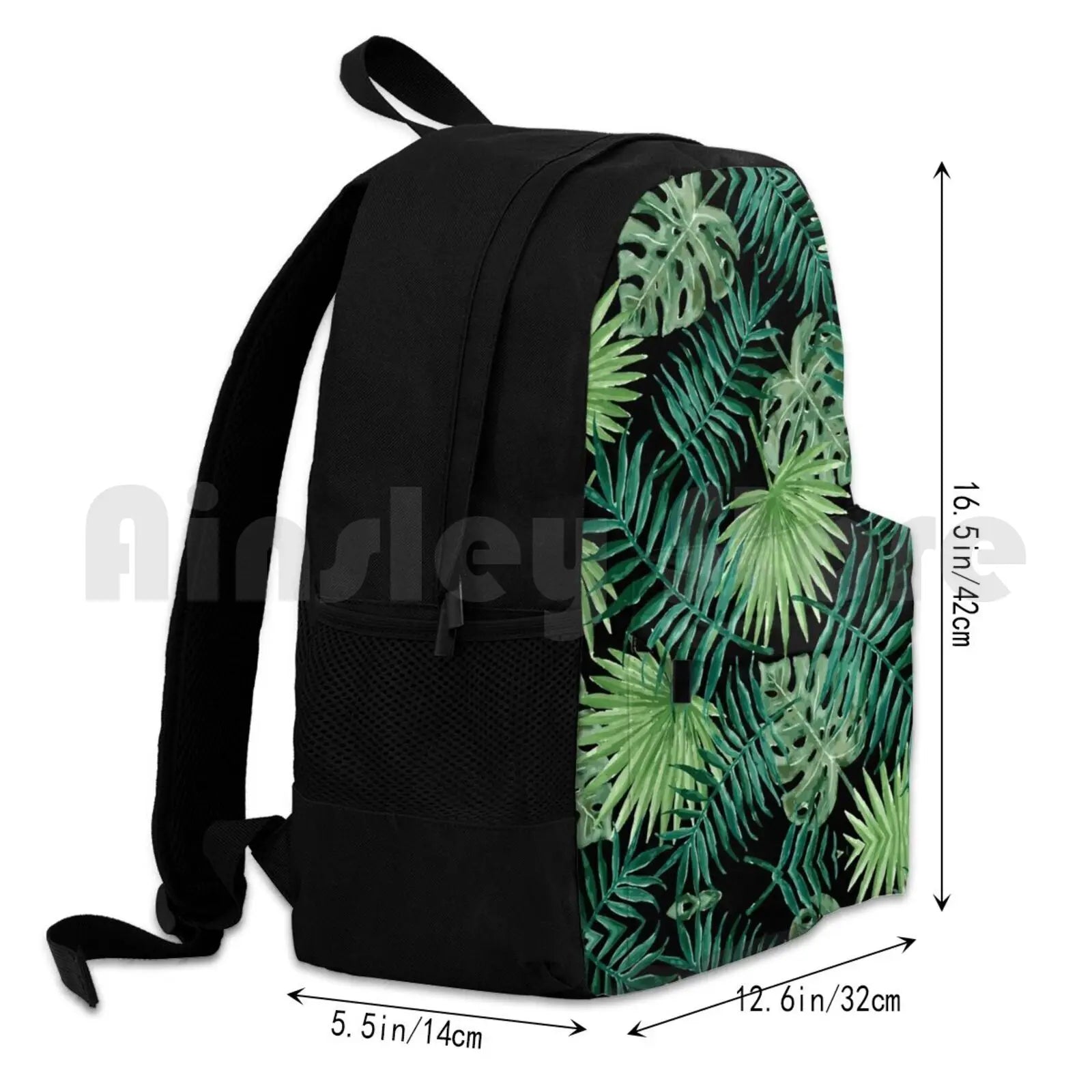 Outdoor Hiking Backpack with Tropical Palm Fronds and Ferns
