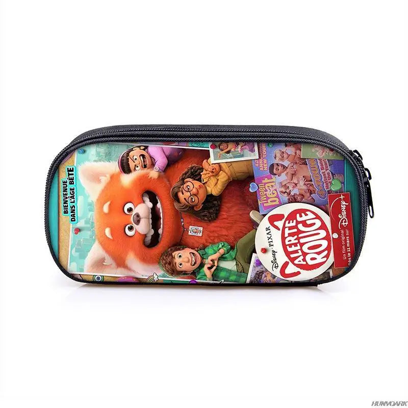 Red Pencil Case Student Penbag Boy Girl Zip Cosmetic Bags