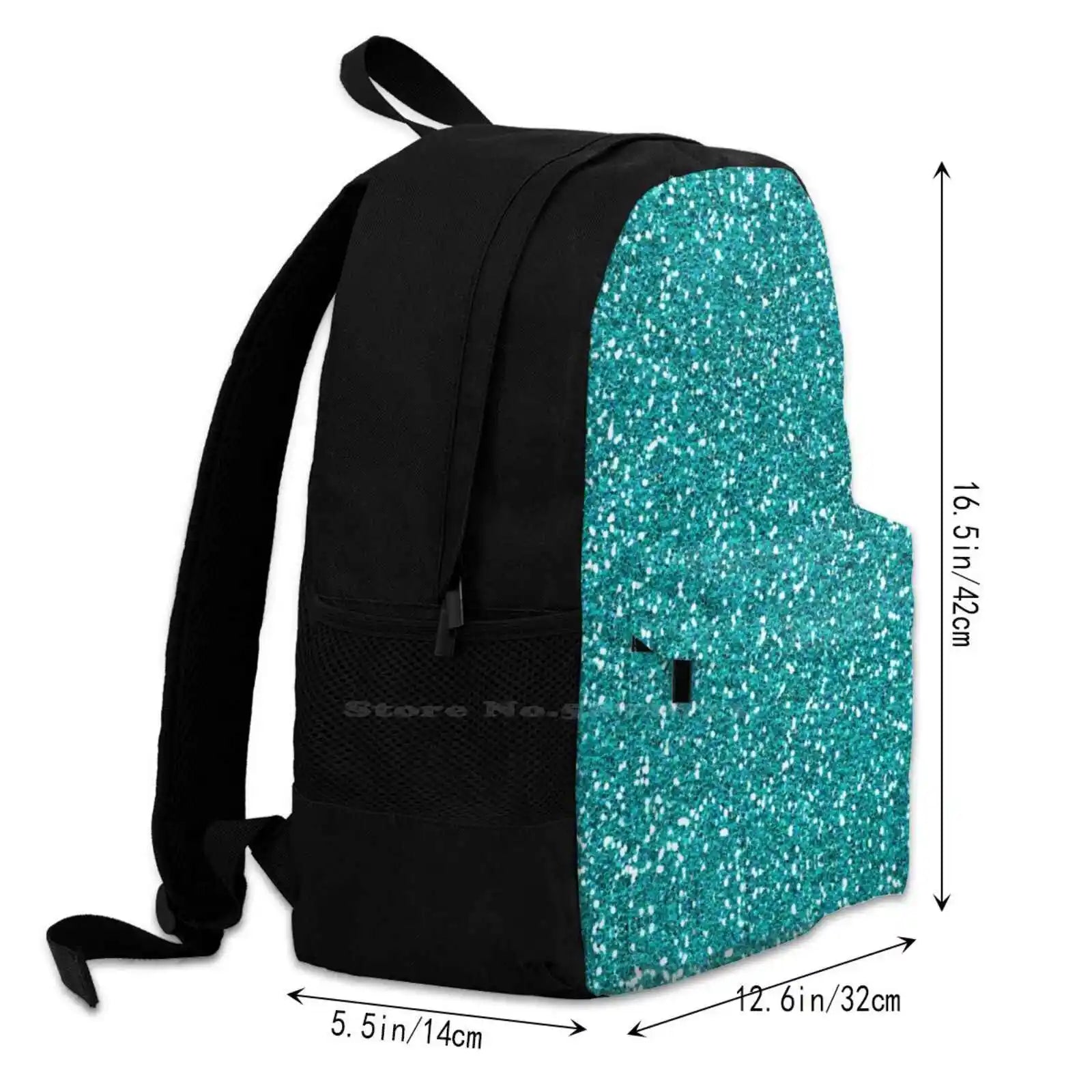 Turquoise Glitter Backpack with Sparkles Texture