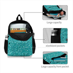 Turquoise Glitter Backpack with Sparkles Texture