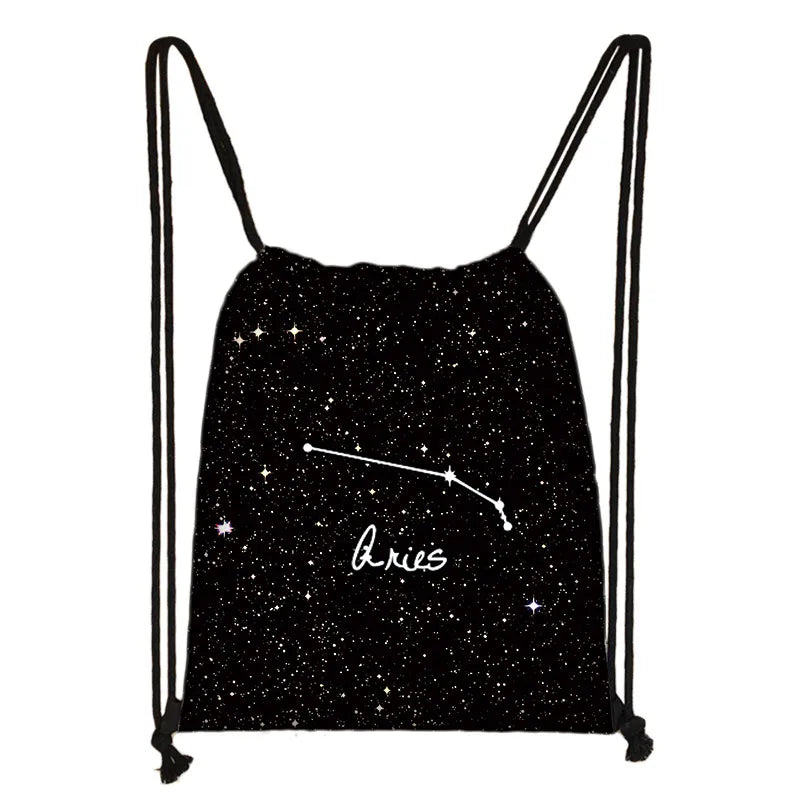 Constellations Drawstring Bag Women Daypack Portable Backpack