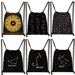 Constellations Drawstring Bag Women Daypack Portable Backpack
