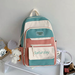 Canvas Patchwork Girls Backpack Urban School Bag Female Students Lightweight Lad