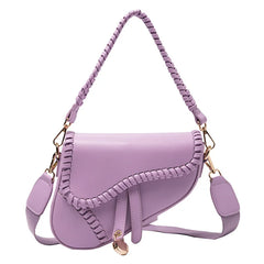 Twisted Weave Leather Saddle Shape Handbag