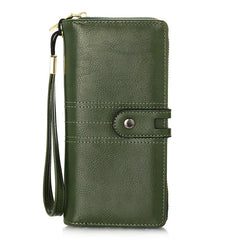 Women's Two Fold Long Wallet PU Wrist Bag Clutch Wallets