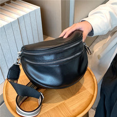 PU Leather Waist Bag Half Moon Crossbody Chest Bag