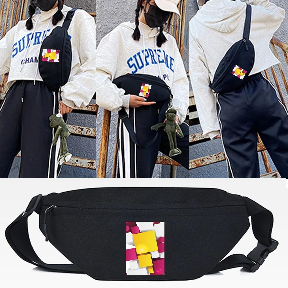 2D Space Print Waist Bag Unisex Chest Pack Large Capacity Cross Shoulder Bag
