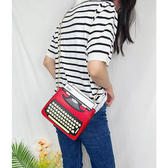 Typewriter Screen Print Vinyl Satchel Bag Women