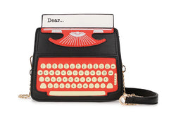 Typewriter Screen Print Vinyl Satchel Bag Women