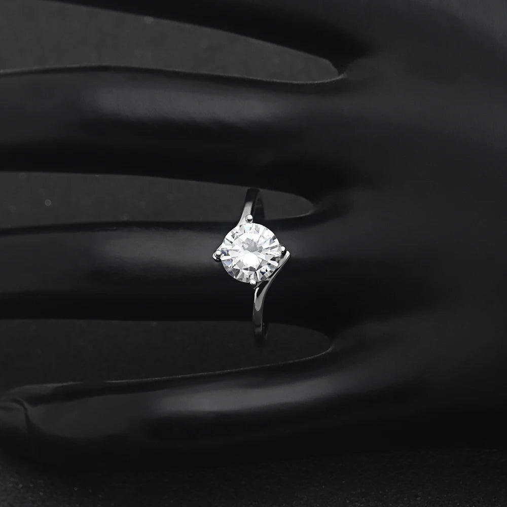 Sterling Silver Ring Clear Zircon Stone Wedding Engagement Gift